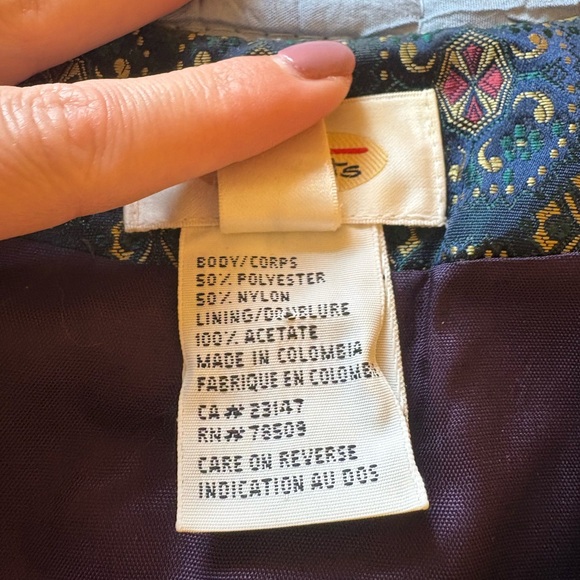 Talbots Vintage XL‎ Blue and Gold Patterned Vest Festive Bold - Picture 5 of 7